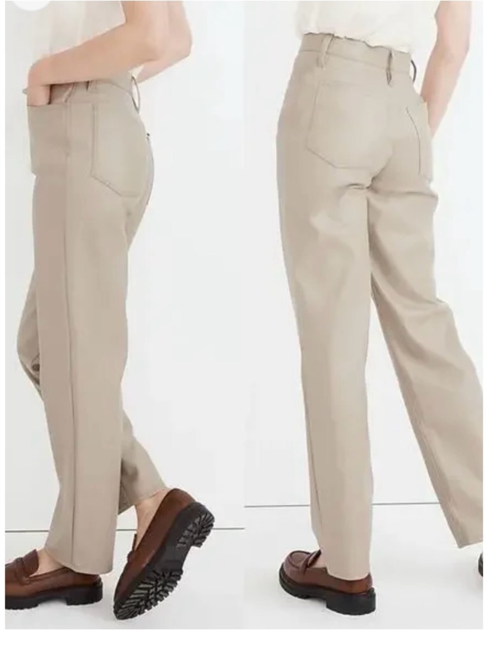 Madewell High-Rise Straight Leg Pants in Beige